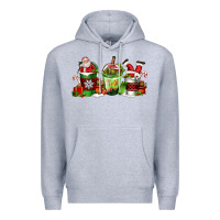 Heather Grey coffee cups with santa claus Premium Hoodie - FaDigitalArtStudio