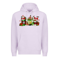 Lilac coffee cups with santa claus Premium Hoodie - FaDigitalArtStudio