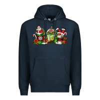 Navy coffee cups with santa claus Premium Hoodie - FaDigitalArtStudio