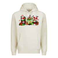 Oatmeal Heather coffee cups with santa claus Premium Hoodie - FaDigitalArtStudio