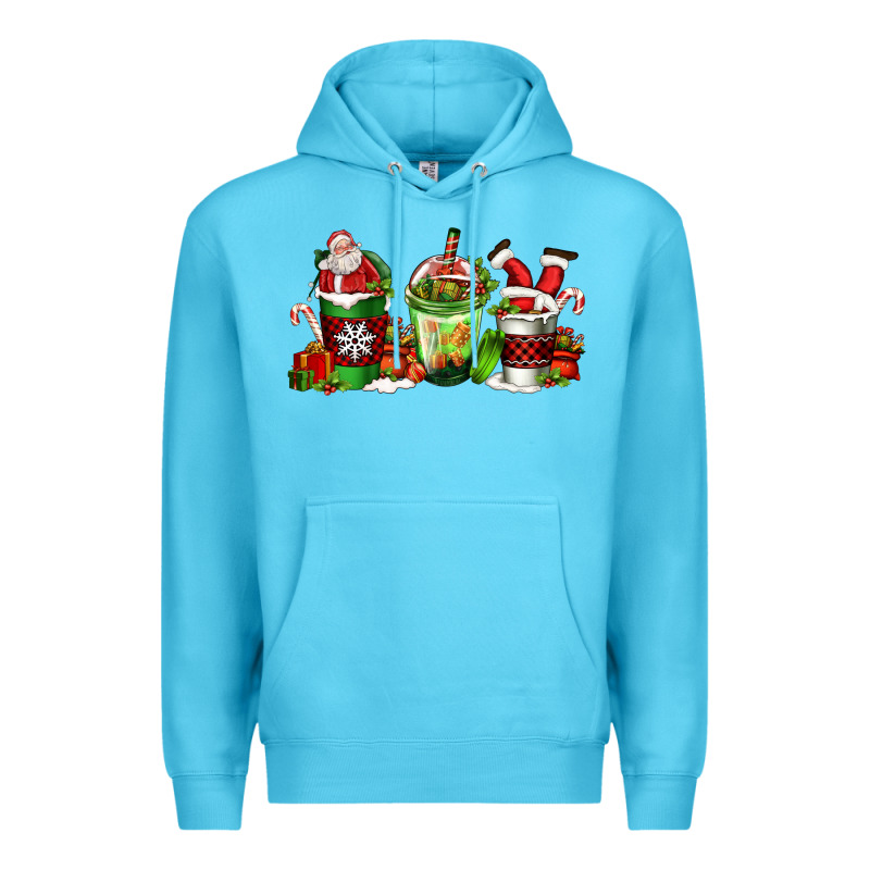 Coffee Cups With Santa Claus Premium Hoodie by FaDigitalArtStudio | Teevron