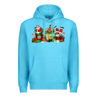 Ocean Blue coffee cups with santa claus Premium Hoodie - FaDigitalArtStudio
