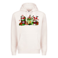 Pale Pink coffee cups with santa claus Premium Hoodie - FaDigitalArtStudio