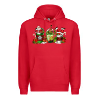 Red coffee cups with santa claus Premium Hoodie - FaDigitalArtStudio