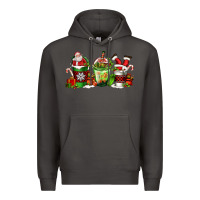 Smoke coffee cups with santa claus Premium Hoodie - FaDigitalArtStudio