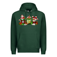 Sports Green coffee cups with santa claus Premium Hoodie - FaDigitalArtStudio