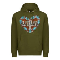 Army Green mama heart cowhide Premium Hoodie - CowhideDigitalArt
