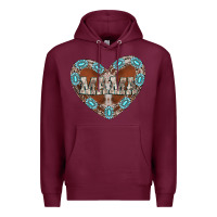 Burgundy mama heart cowhide Premium Hoodie - CowhideDigitalArt