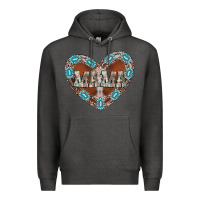 Charcoal Heather mama heart cowhide Premium Hoodie - CowhideDigitalArt
