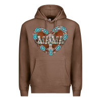 Chestnut mama heart cowhide Premium Hoodie - CowhideDigitalArt
