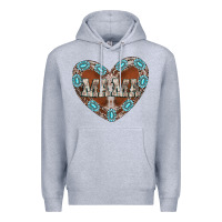 Heather Grey mama heart cowhide Premium Hoodie - CowhideDigitalArt