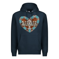 Navy mama heart cowhide Premium Hoodie - CowhideDigitalArt