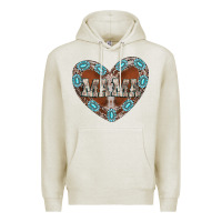 Oatmeal Heather mama heart cowhide Premium Hoodie - CowhideDigitalArt
