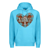 Ocean Blue mama heart cowhide Premium Hoodie - CowhideDigitalArt