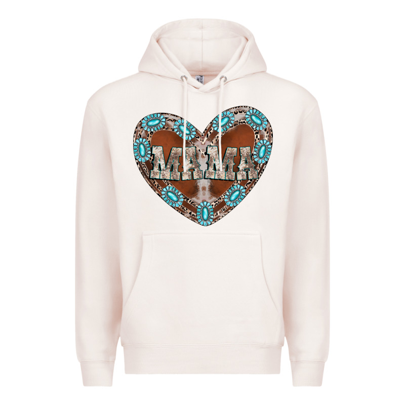 Mama Heart Cowhide Premium Hoodie by CowhideDigitalArt | Teevron