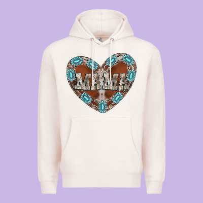 Mama Heart Cowhide Premium Hoodie Designed By Cowhidedigitalart
