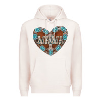 Pale Pink mama heart cowhide Premium Hoodie - CowhideDigitalArt