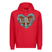 Red mama heart cowhide Premium Hoodie - CowhideDigitalArt
