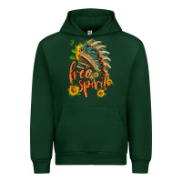 Forest Green free spirit sunflower and indian headdress Urban Hoodie - HRA Design Shop
