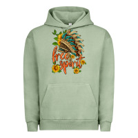 Pigment Oil Green free spirit sunflower and indian headdress Urban Hoodie - HRA Design Shop