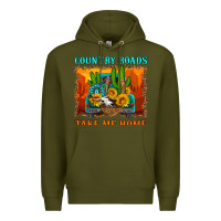 Army Green country roads take me home Premium Hoodie - HRA Design Shop
