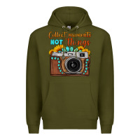 Army Green collect moments not things sunflower gemstone vintage camera Premium Hoodie - FaDigitalArtStudio