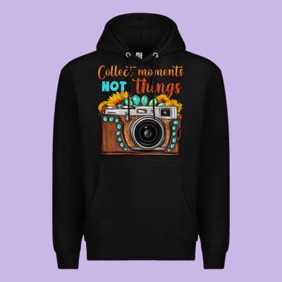 Collect Moments Not Things Sunflower Gemstone Vintage Camera Premium Hoodie Designed By Fadigitalartstudio