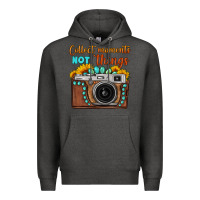 Charcoal Heather collect moments not things sunflower gemstone vintage camera Premium Hoodie - FaDigitalArtStudio