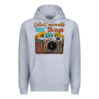 Heather Grey collect moments not things sunflower gemstone vintage camera Premium Hoodie - FaDigitalArtStudio