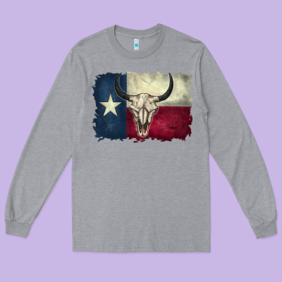 Texas Flag Long Sleeve Tee Designed By Barkaloodesign