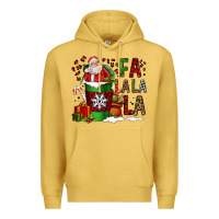 Antique Gold fa la la la la christmas santa claus coffee cup Premium Hoodie - FaDigitalArtStudio