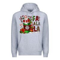 Heather Grey fa la la la la christmas santa claus coffee cup Premium Hoodie - FaDigitalArtStudio