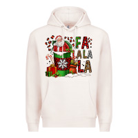 Pale Pink fa la la la la christmas santa claus coffee cup Premium Hoodie - FaDigitalArtStudio