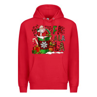Red fa la la la la christmas santa claus coffee cup Premium Hoodie - FaDigitalArtStudio