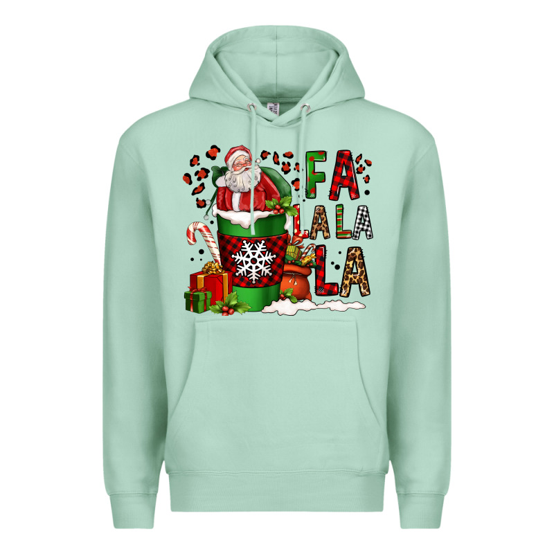 Fa La La La La Christmas Santa Claus Coffee Cup Premium Hoodie by FaDigitalArtStudio | Teevron