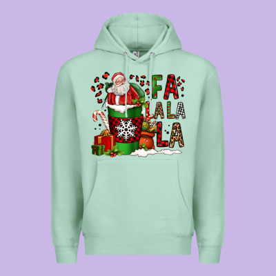 Fa La La La La Christmas Santa Claus Coffee Cup Premium Hoodie Designed By Fadigitalartstudio