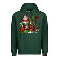Sports Green fa la la la la christmas santa claus coffee cup Premium Hoodie - FaDigitalArtStudio