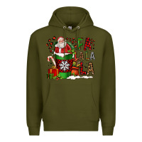 Army Green fa la la la la christmas santa claus coffee cup Premium Hoodie - FaDigitalArtStudio