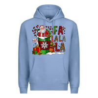 Colony Blue fa la la la la christmas santa claus coffee cup Premium Hoodie - FaDigitalArtStudio