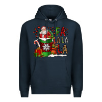Navy fa la la la la christmas santa claus coffee cup Premium Hoodie - FaDigitalArtStudio