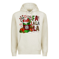 Oatmeal Heather fa la la la la christmas santa claus coffee cup Premium Hoodie - FaDigitalArtStudio