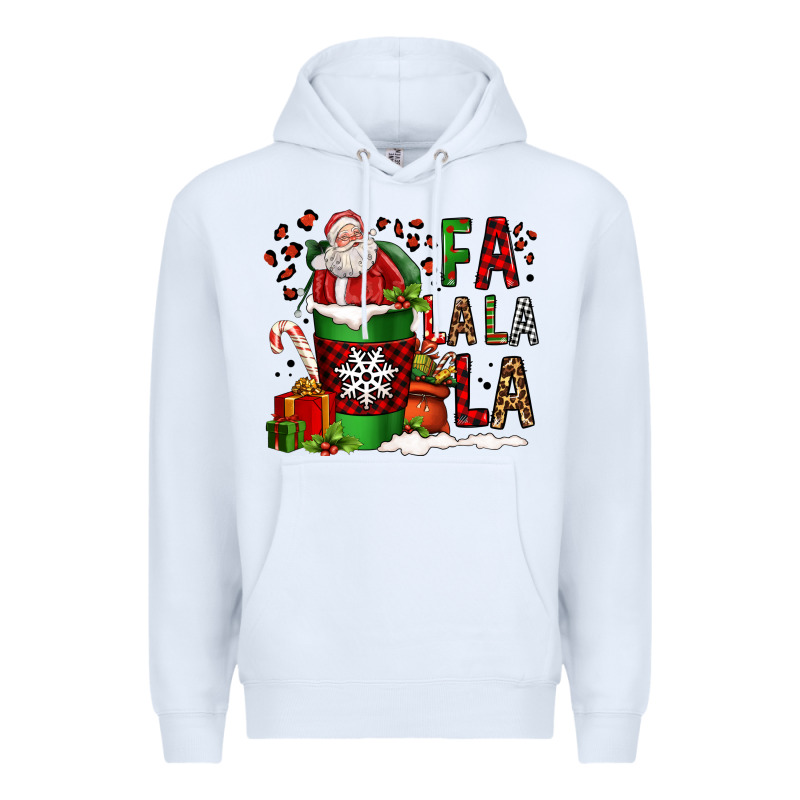 Fa La La La La Christmas Santa Claus Coffee Cup Premium Hoodie by FaDigitalArtStudio | Teevron