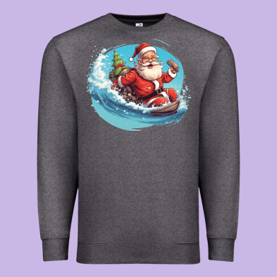 Surf Happy Santa Premium Sweatshirt Designed By Unal Design
