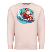 Pale Pink surf happy santa Premium Sweatshirt - Unal Design
