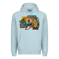 Blue Mist western Truck with gnomes Premium Hoodie - HRA Design Shop