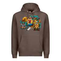 Coffee western Truck with gnomes Premium Hoodie - HRA Design Shop