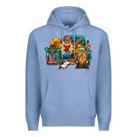 Colony Blue western Truck with gnomes Premium Hoodie - HRA Design Shop