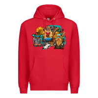 Red western Truck with gnomes Premium Hoodie - HRA Design Shop