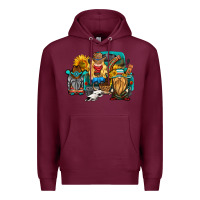 Burgundy western Truck with gnomes Premium Hoodie - HRA Design Shop