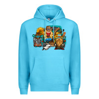 Ocean Blue western Truck with gnomes Premium Hoodie - HRA Design Shop